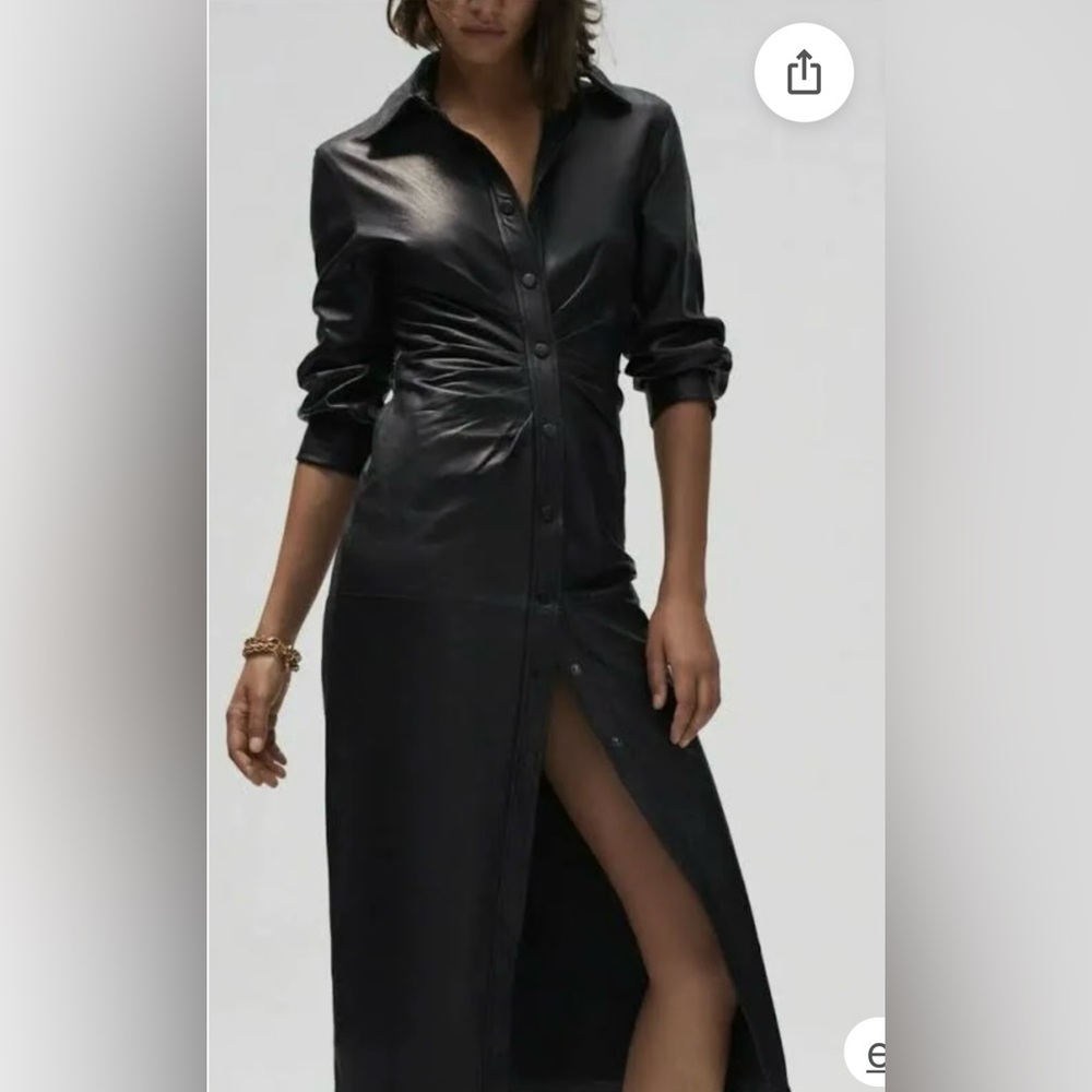 Zara Faux leather Long Sleeve Dress